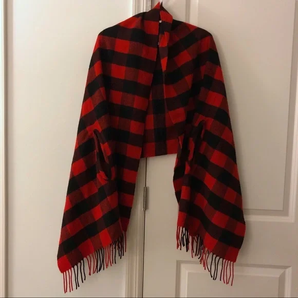 Madewell Red Cape Scarf In Buffalo Check - Picture 8 of 8